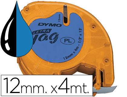 CINTA DYMO 12MMX4MT -NEGRO/ULTRA AZUL PARA MAQUINA LETRATAG