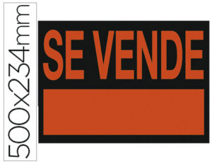 CARTEL PLASTICO «SE VENDE» ROJO FLUORESCENTE -500X234 MM