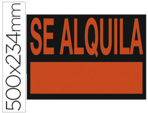 CARTEL PLASTICO «SE ALQUILA» ROJO FLUORESCENTE -500X234 MM