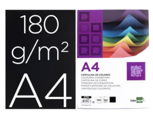 CARTULINA LIDERPAPEL A4 180G/M2 NEGRO PAQUETE DE 100