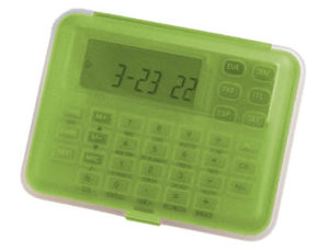 CALCULADORA IMAC P-855 CFV -EURO -TRANSPARENTE VERDE -CON RELOJ -ALARMA