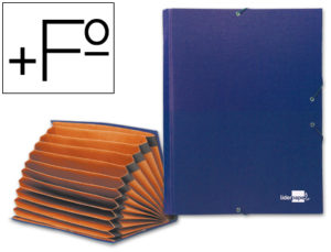 CARPETA CLASIFICADORA LIDERPAPEL 12 DEPARTAMENTOS FOLIO PROLONGADO CARTON FORRADO AZUL FUELLE