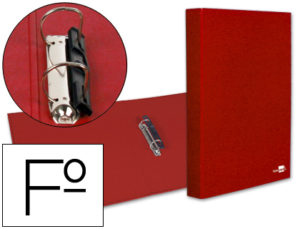 CARPETA DE 2 ANILLAS 25MM MIXTAS LIDERPAPEL FOLIO CARTON FORRADO PAPER COAT COMPRESOR PLASTICO ROJA