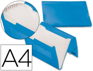 CARPETA LIDERPAPEL CLASIFICADOR FUELLE 32182 POLIPROPILENO DIN A4 AZUL SERIE FROSTY 13 DEPARTAMENTOS