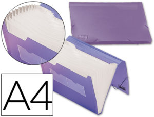CARPETA LIDERPAPEL CLASIFICADOR FUELLE 32186 POLIPROPILENO DIN A4 VIOLETA SERIE FROSTY 13 DEPARTAMENTOS