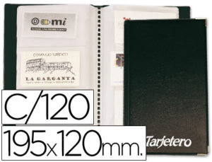 TARJETERO PARA TARJETAS VISITA COLOR NEGRO PARA 120 UNIDADES TAMAÑO 195 X 120 MM
