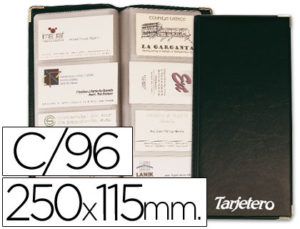 TARJETERO PARA TARJETAS VISITA COLOR NEGRO PARA 96 UNIDADES TAMAÑO 250 X 115 MM
