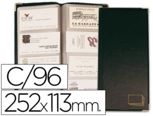 TARJETERO PARA TARJETAS VISITA COLOR NEGRO SIMIL PIEL PARA 96 UNIDADES TAMAÑO 252 X 113 MM