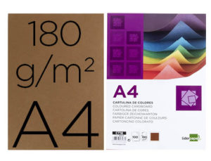 CARTULINA LIDERPAPEL A4 180G/M2 MARRON PAQUETE DE 100