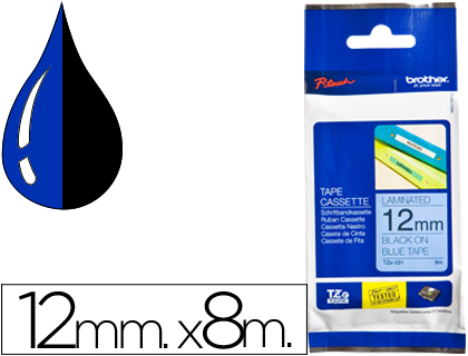 CINTA BROTHER TZE-531 AZUL-NEGRO 12MM LONGITUD 8 MT