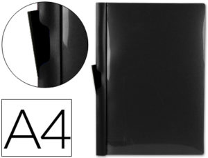 CARPETA LIDERPAPEL DOSSIER PINZA LATERAL 45325 POLIPROPILENO DIN A4 NEGRO 60 HOJAS PINZA DESLIZANTE