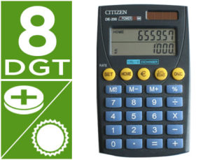 CALCULADORA CITIZEN BOLSILLO DE-200 EURO 8 DIGITOS DOBLE PANTALLA NEGRA EN BLISTER