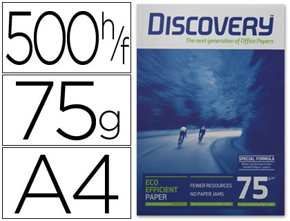 PAPEL FOTOCOPIADORA DISCOVERY DIN A4 75 GRAMOS PAPEL MULTIUSO INK-JET Y LASER-PAQUETE DE 500 HOJAS