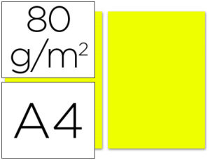 PAPEL COLOR LIDERPAPEL A4 80G/M2 LIMON PAQUETE DE 100