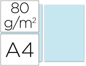 PAPEL COLOR LIDERPAPEL A4 80G/M2 CELESTE PAQUETE DE 100
