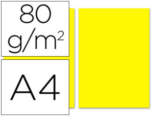 PAPEL COLOR LIDERPAPEL A4 80G/M2 AMARILLO PAQUETE DE 100