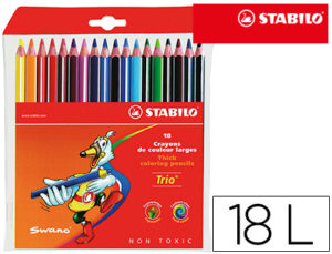 LAPICES DE COLORES STABILO TRIO CAJA DE 18 COLORES