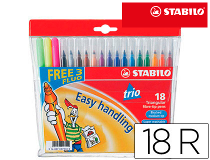 ROTULADOR STABILO TRIO CAJA DE 18 COLORES