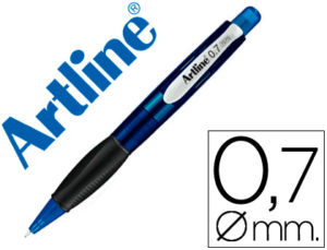 PORTAMINAS ARTLINE RETRACTIL SUJECION DE CAUCHO TRANSLUCIDO 0.7 MM -CUERPO AZUL