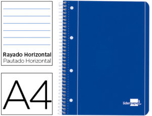 CUADERNO ESPIRAL LIDERPAPEL A4 MICRO SERIE AZUL TAPA BLANDA 80H 80 GR HORIZONTAL CON MARGEN 4 TALADROS AZUL