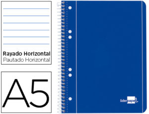 CUADERNO ESPIRAL LIDERPAPEL A5 MICRO SERIE AZUL TAPA BLANDA 80H 80 GR HORIZONTAL 6 TALADROS AZUL