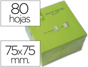 BLOC DE NOTAS ADHESIVAS QUITA Y PON Q-CONNECT 76X76 MM VERDE NEON 80 HOJAS