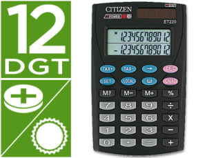 CALCULADORA CITIZEN BOLSILLO ET-220 12 DIGITOS DOBLE PANTALLA CON TECLA DE IMPUESTOS