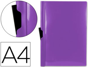 CARPETA LIDERPAPEL DOSSIER PINZA LATERAL 45306 POLIPROPILENO DIN A4 VIOLETA 30 HOJAS PINZA DESLIZANTE
