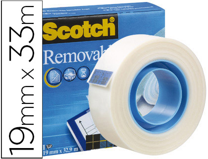 CINTA ADHESIVA SCOTCH MAGIC 33X19 MM REMOVIBLE