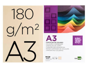CARTULINA LIDERPAPEL A3 180G/M2 CREMA PAQUETE DE 100