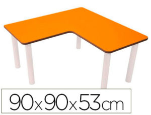 MESA MADEA MOBEDUC T2 EN L CON TAPA LAMINADA HAYA 90X90 CM