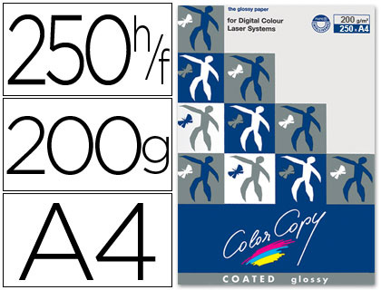 PAPEL FOTOCOPIADORA COLOR COPY GLOSSY DIN A4 200 GRAMOS PAQUETE 250 HOJAS