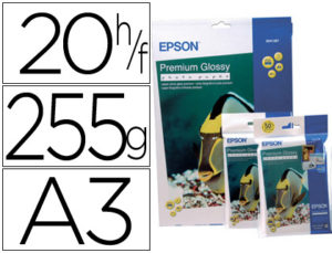 PAPEL EPSON PREMIUM GLOSSY PHO TO PAPER A3 (20HOJAS) 255GR. 255 GR.