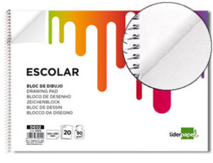 BLOC DIBUJO LIDERPAPEL ESCOLAR ESPIRAL 230X325MM 20 HOJAS 90G M2 SIN RECUADRO