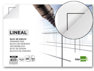 BLOC DIBUJO LIDERPAPEL LINEAL ENCOLADO 230X325MM 20 HOJAS 130G/M2 CON RECUADRO