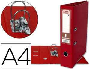 ARCHIVADOR DE PALANCA LIDERPAPEL A4 DOCUMENTA FORRADO PVC CON RADO LOMO 75MM ROJO COMPRESOR METALICO