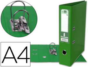 ARCHIVADOR DE PALANCA LIDERPAPEL A4 DOCUMENTA FORRADO PVC CON RADO LOMO 75MM VERDE COMPRESOR METALICO