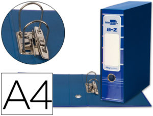 ARCHIVADOR DE PALANCA LIDERPAPEL A4 FILING SYSTEM FORRADO SIN RADO LOMO 80MM AZUL CON CAJA Y COMPRESOR METALICO