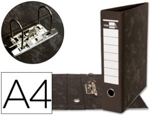 ARCHIVADOR DE PALANCA LIDERPAPEL A4 CARTON FORRADO SIN RADO LOMO 80MM NEGRO COMPRESOR METALICO