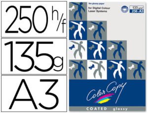 PAPEL FOTOCOPIADORA COLOR COPY GLOSSY DIN A3 135 GRAMOS PAQUETE DE 250 HOJAS