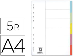 SEPARADOR Q-CONNECT CARTULINA JUEGO DE 5 SEPARADORES DIN A4 -MULTITALADRO