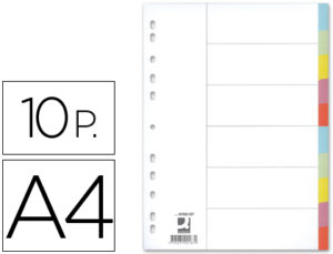 SEPARADOR Q-CONNECT CARTULINA JUEGO DE 10 SEPARADORES DIN A4-MULTITALADRO