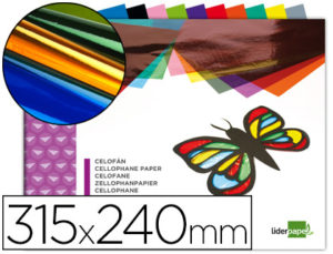 BLOC TRABAJOS MANUALES LIDERPAPEL CELOFAN 240X315MM 10 HOJAS COLORES SURTIDOS