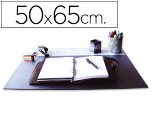VADE SOBREMESA Q-CONNECT NEGRO CON SOLAPAS TRANSPARENTES 50X65 CM