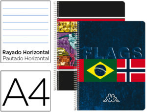 CUADERNO ESPIRAL LIDERPAPEL MICROPERFORADO A4 80H HORIZONTAL 4 COLORES KAPPATAPA BLANDA 60 GR