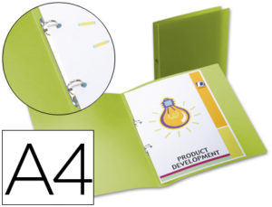 CARPETA LIDERPAPEL 2 ANILLAS REDONDAS MINI 15 MM 49073 POLIPROPILENO DIN A4 VERDE TRANSLUCIDO