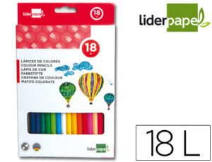 LAPICES DE COLORES LIDERPAPEL CAJA DE 18 COLORES