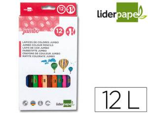 LAPICES DE COLORES LIDERPAPEL C/ DE 12 COLORES JUMBO CON SACAPUNTAS