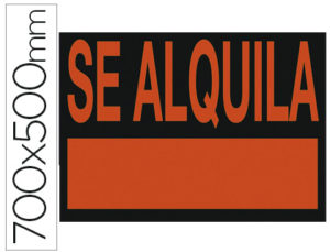 CARTEL PLASTICO «SE ALQUILA» ROJO FLUORESCENTE 700X500 MM