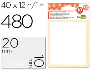 ETIQUETAS LIDERPAPEL SOBRE DE 10 H. + 2 H. OBSEQUIO 10X20 MM -35 UNIDADES POR HOJA
